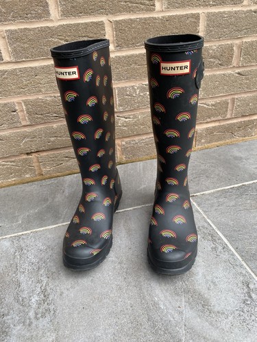 Hunter wellies black with - black,